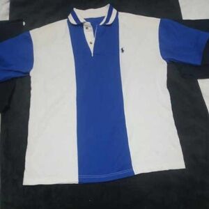 Vintage 1980s Polo Ralph Lauren Shirt - Men’s Medium - Blue/White